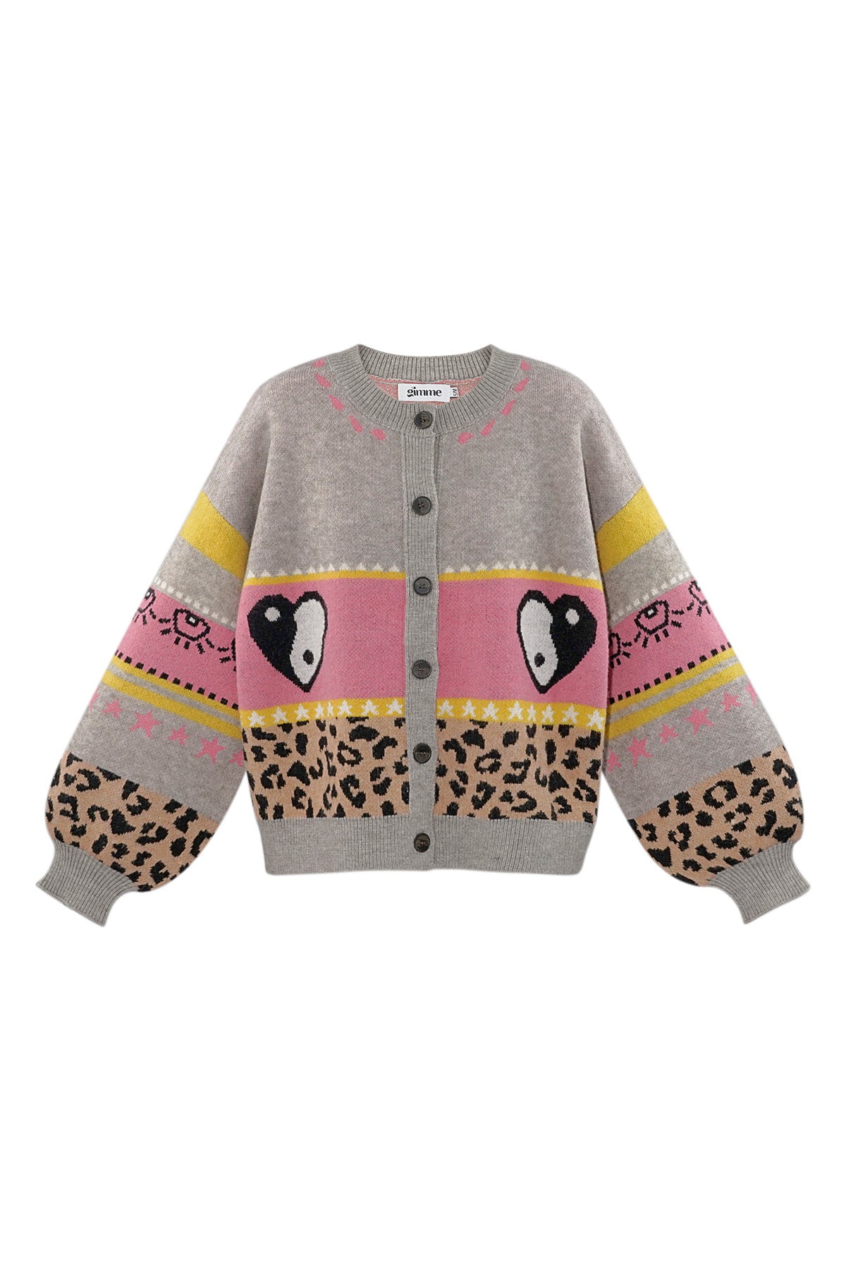 Knitted Wool Blend Women's Cardigan Oversized Patterned Design