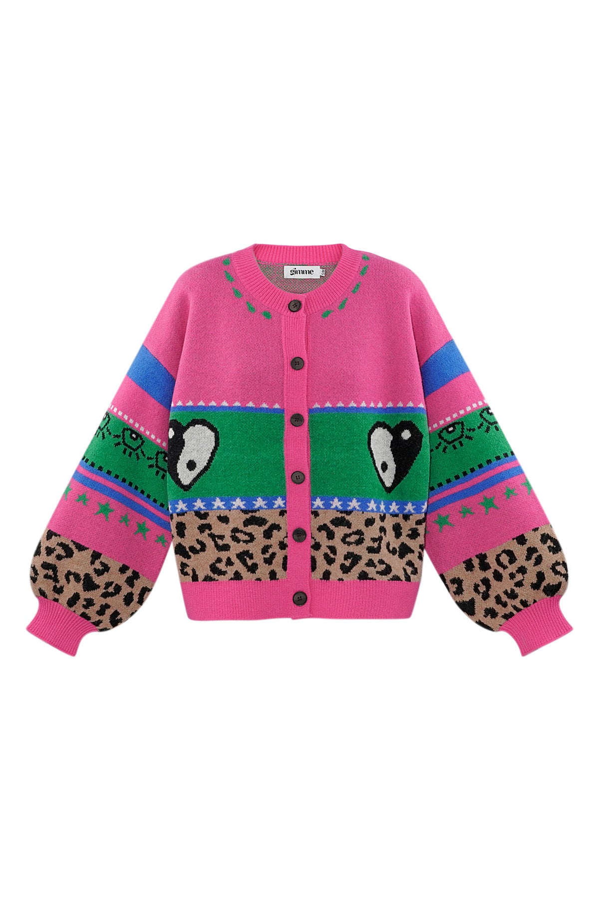 Knitted Wool Blend Women's Cardigan Oversized Patterned Design