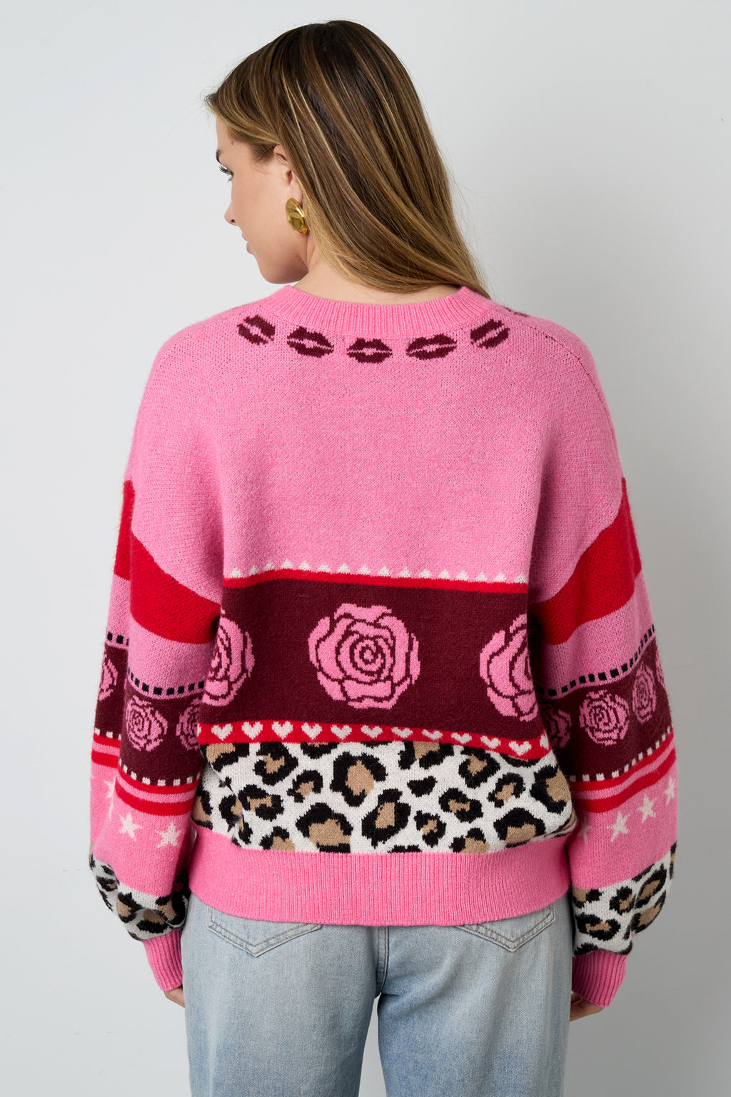 Knitted Polyester Fiber Women's Cardigan Casual Floral Print